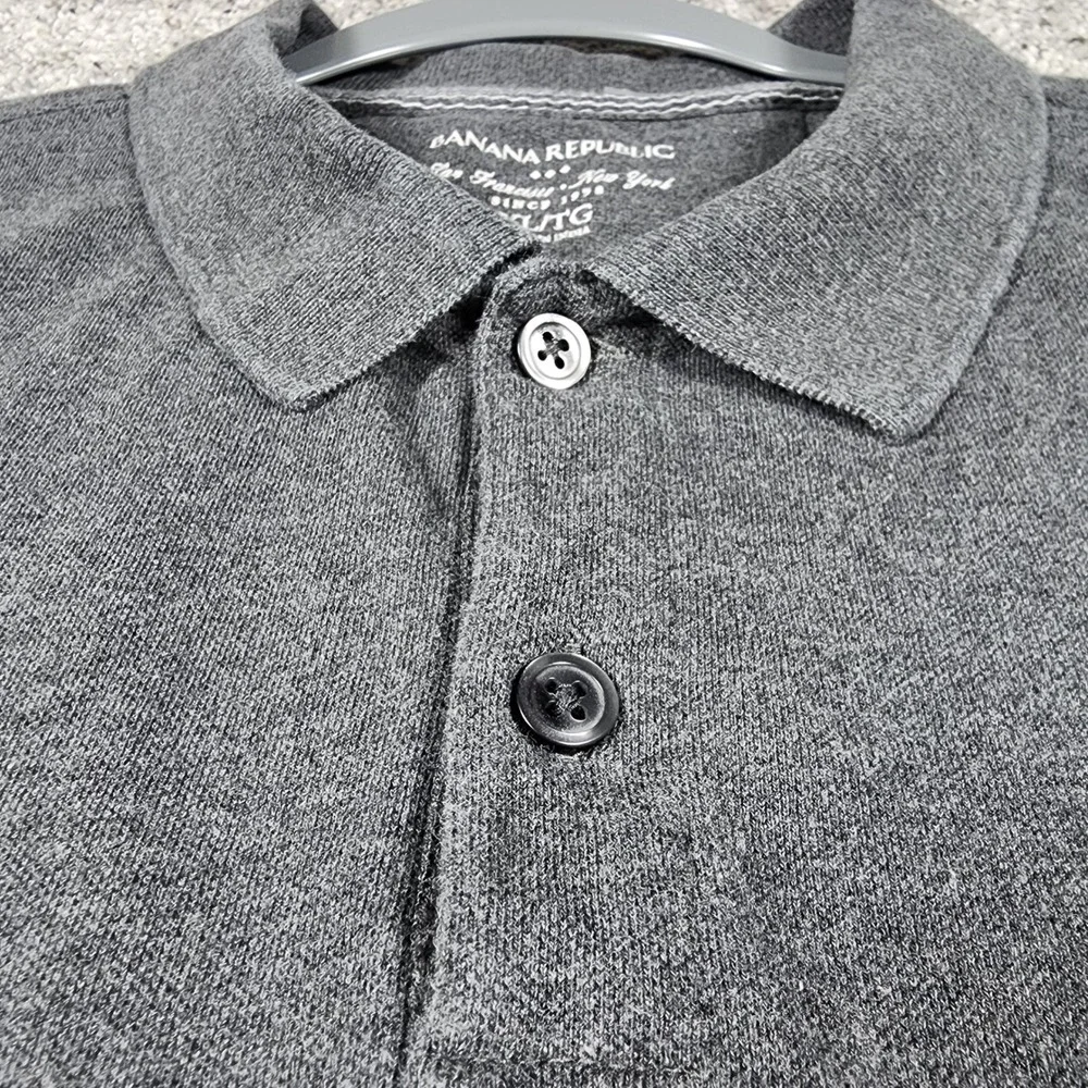 Banana Republic Polo Shirt Mens XL Gray Short Sleeve Elephant Logo Excellent
